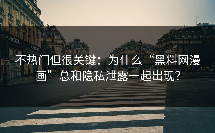 不热门但很关键：为什么“黑料网漫画”总和隐私泄露一起出现？
