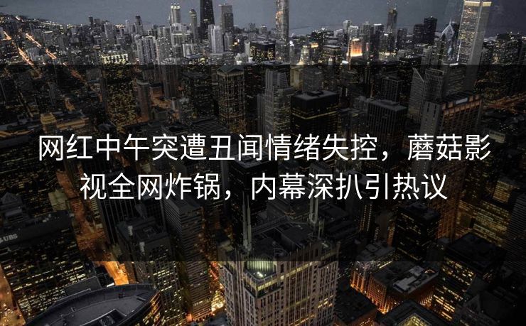 网红中午突遭丑闻情绪失控，蘑菇影视全网炸锅，内幕深扒引热议