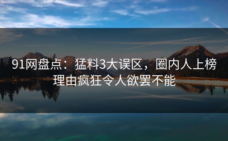 91网盘点：猛料3大误区，圈内人上榜理由疯狂令人欲罢不能
