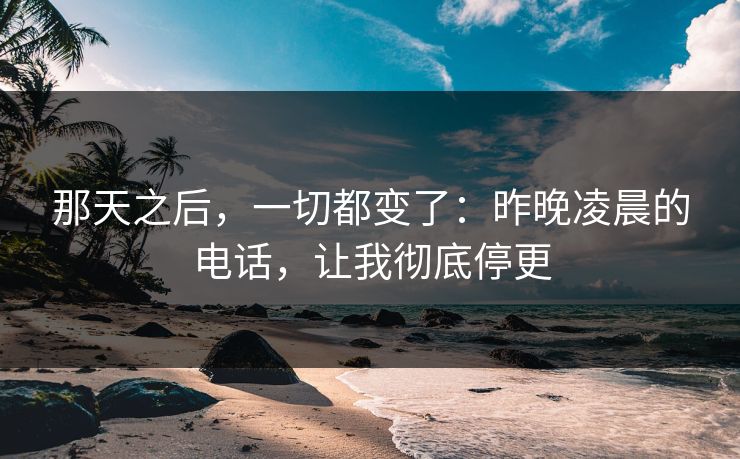 那天之后，一切都变了：昨晚凌晨的电话，让我彻底停更
