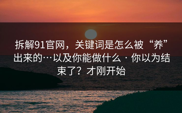 拆解91官网，关键词是怎么被“养”出来的…以及你能做什么 · 你以为结束了？才刚开始